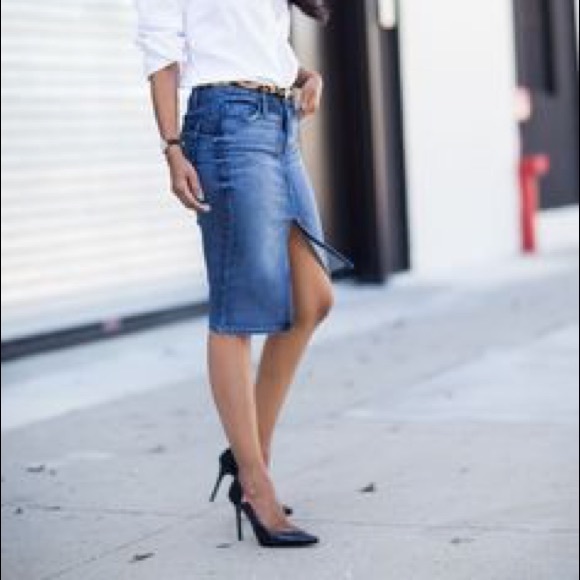denim pencil skirt knee length